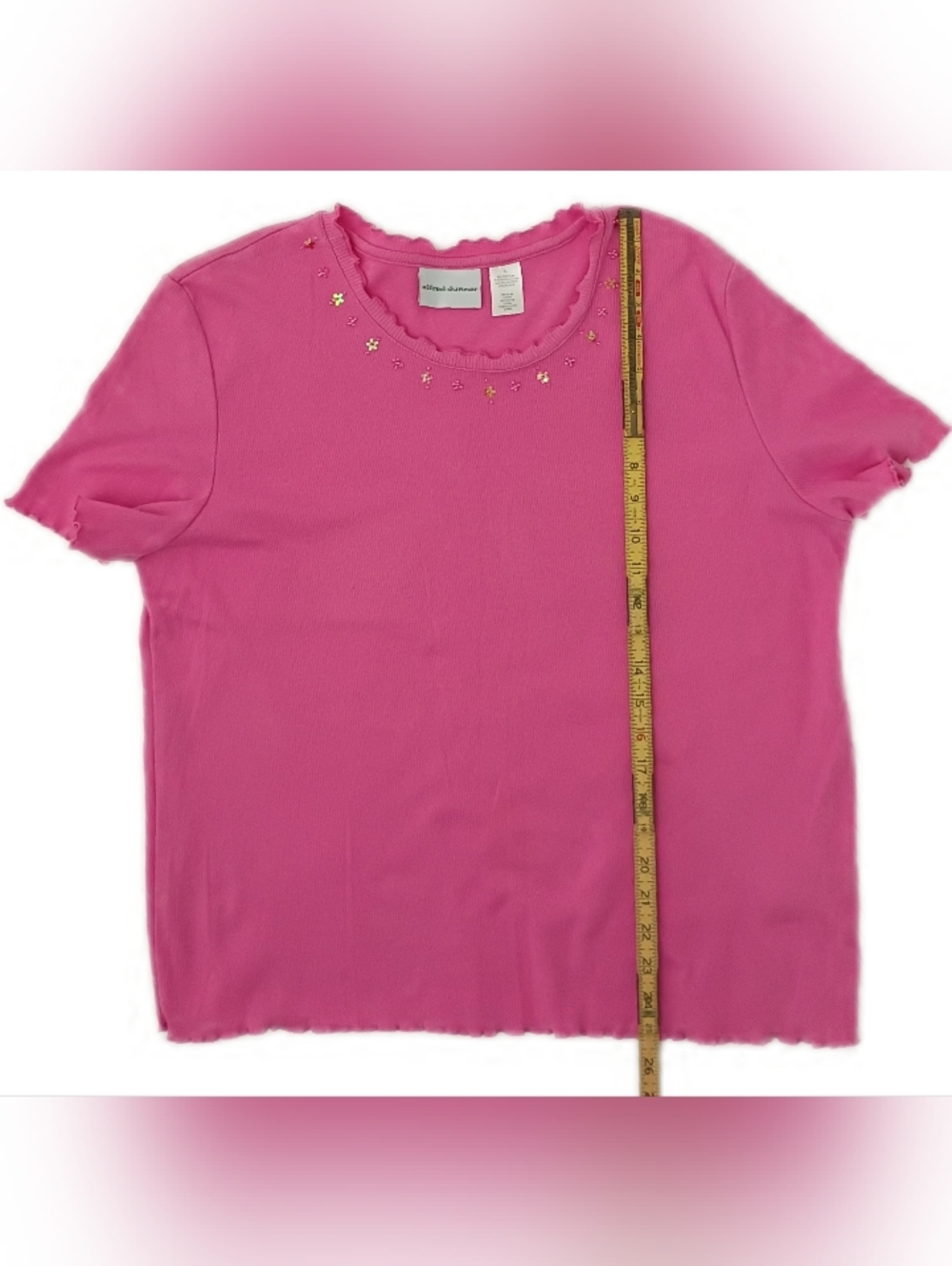Alfred Dunner Hot Pink Beaded Ribbed Top L - Picture 3 of 5